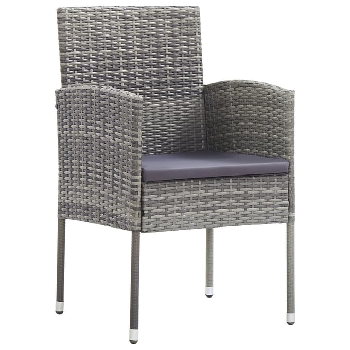 vidaXL - Tuinstoelen - 4 - st - met - donkergrijze - kussens - poly - rattan - grijs