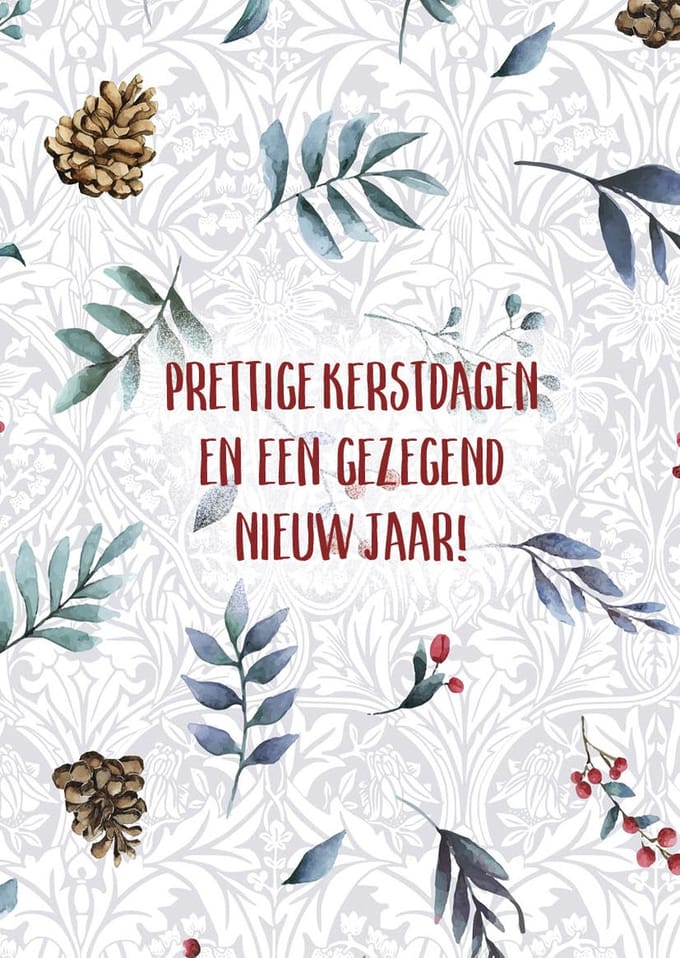 Kerstkaart 'Prettige kerstdagen - wit' ' 12 stuks met envelop