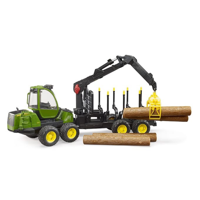 Bruder 02133 John Deere 1210E Bosbouwtrekker met 4 Voertuigen