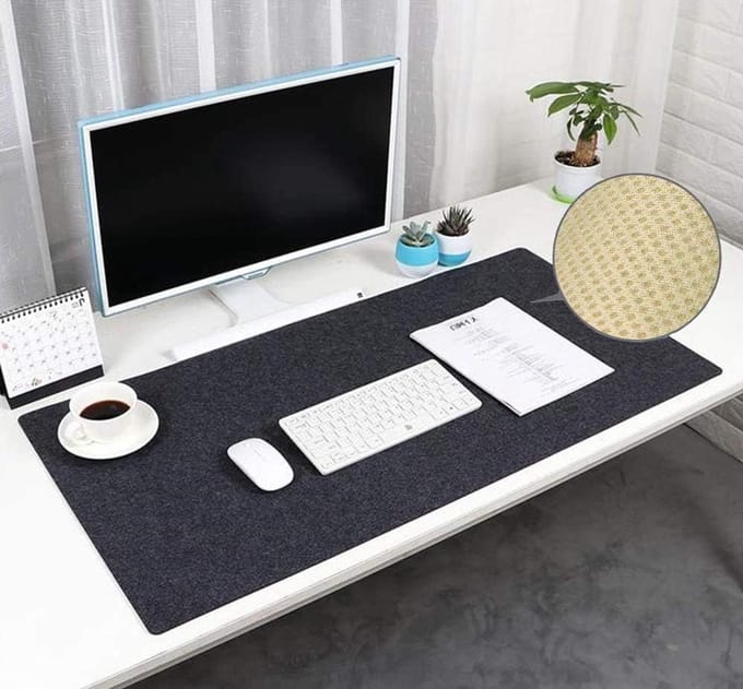 Bureau Pad - Vilt Mat - Werk en Spel - Anti-Slip Coating - 130x65cm - Donkergrijs