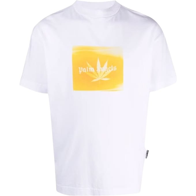 Klassiek wit T-shirt met Palm Angels Leaf-logo