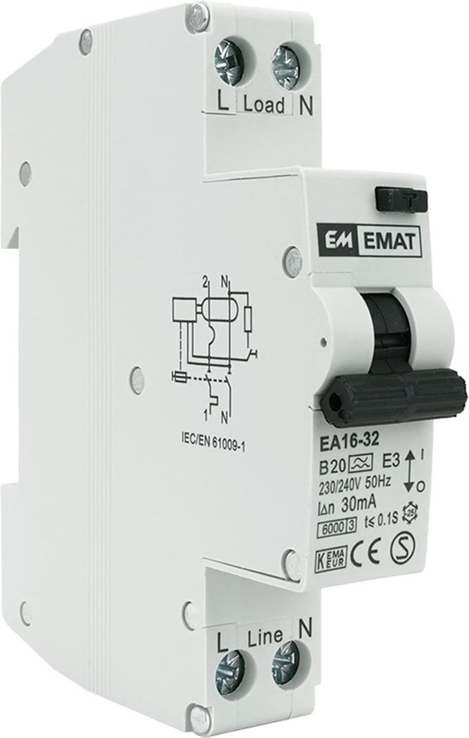 EMAT aardlekautomaat B20 1P+N 30mA Type A (85006006)