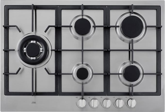 ETNA KG875RVSA - Gaskookplaat - 5 pits met wokbrander - 75 cm - RVS
