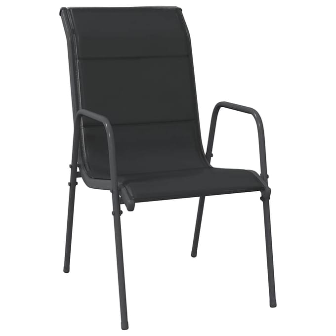 vidaXL - Tuinstoelen - 2 - st - staal - en - textileen - zwart