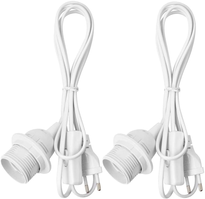 2 stuks Lamphouders met Schakelaar en 1,8 m Netsnoer voor E27 Fitting - Ideaal voor DIY Lampen en Hanglampen