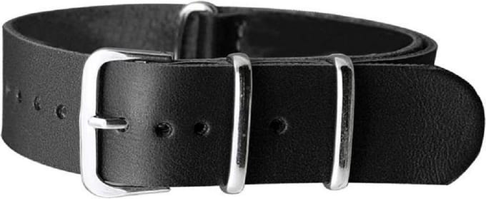 Leren NATO Horlogeband Zwart 18mm