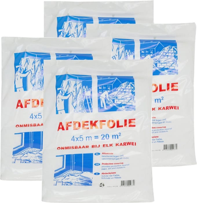 Afdekfolie/bouwfolie 4x5 meter 4 stuks