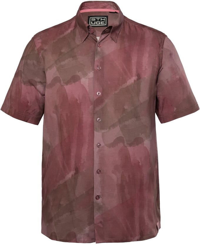 STHUGE - Heren - Overhemd halflange mouwen bedekte button-down kraag boxy fit - Donkerroze - Maat L