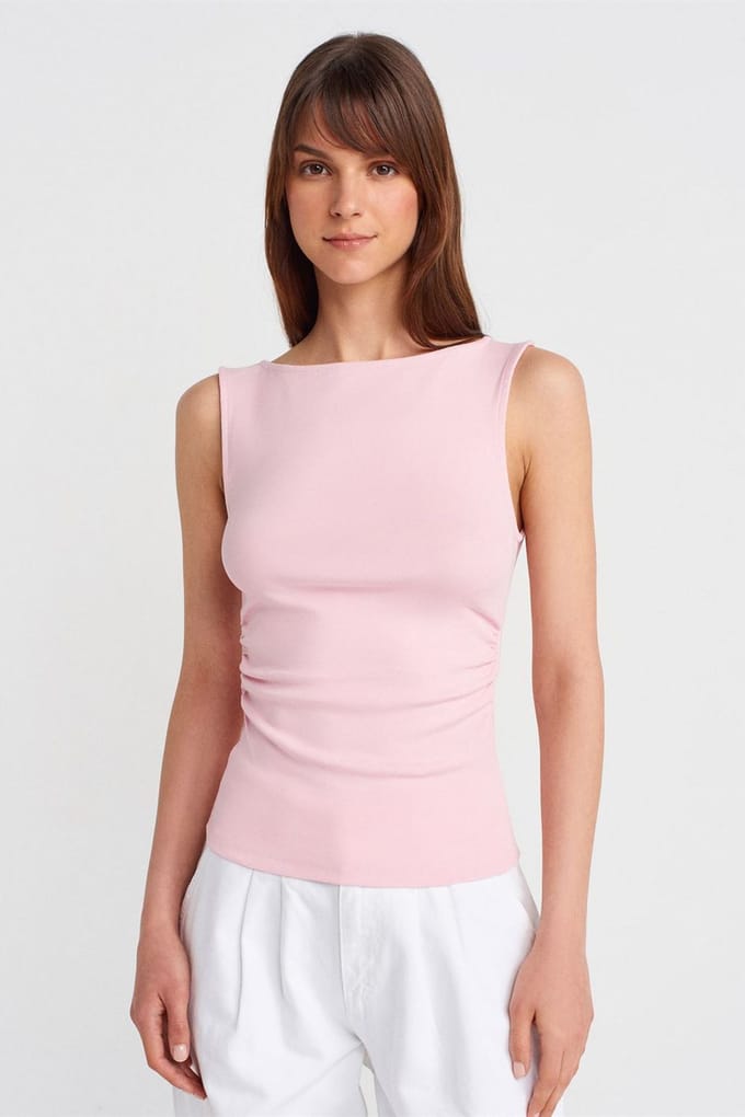 Mouwloze Bootlijn Jersey Blouse