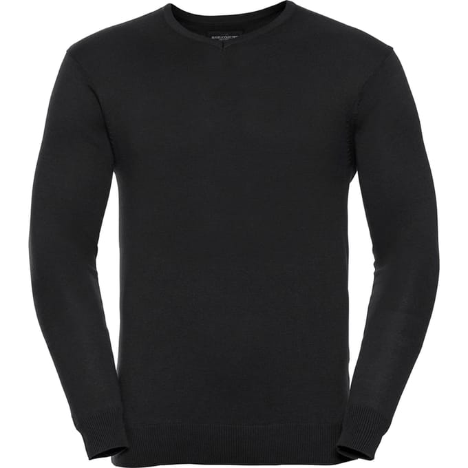 Russell Collection Heren Gebreid V Hals Sweatshirt (Zwart)