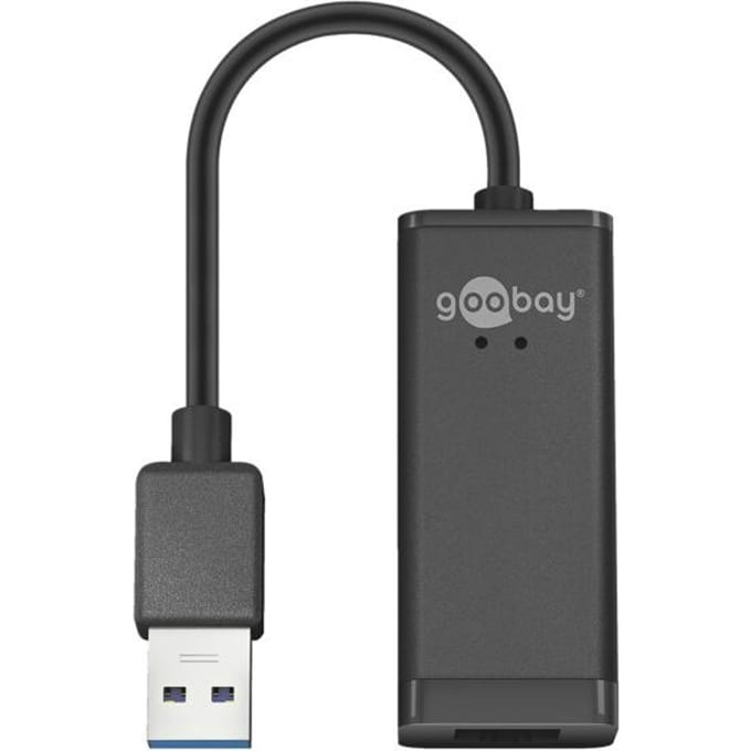 Goobay USB-A naar RJ45 LAN adapter | USB3.0 | CAT6 | zwart | 0,10 meter