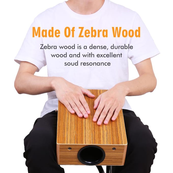 Draagbare reizende Cajon Box Drum Flat Hand Drum Wooded Percussie-instrument met riem black