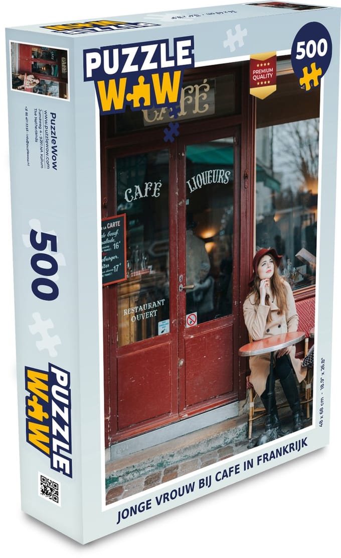 Puzzel Frankrijk - Café - Vrouw - Legpuzzel - Puzzel 500 stukjes