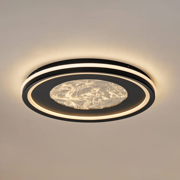 Lucande LED plafondlamp Tillian, zwart/goud, 50 cm, dimbaar