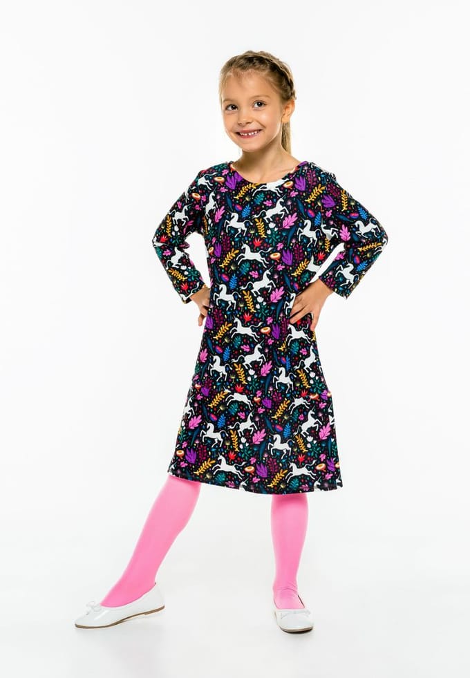 "Folk Unicorn" Jurk met lange mouwen