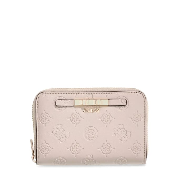 GUESS portemonnee Carmella SLG Medium Zip Around Wallet Bone Logo crème
