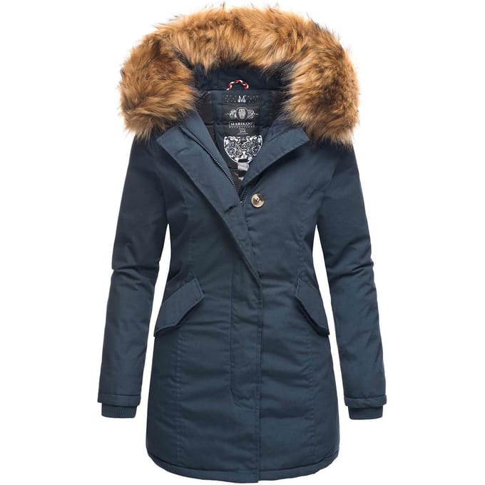 Marikoo dames winterparka met afneembare imitatiebontkraag & capuchon
