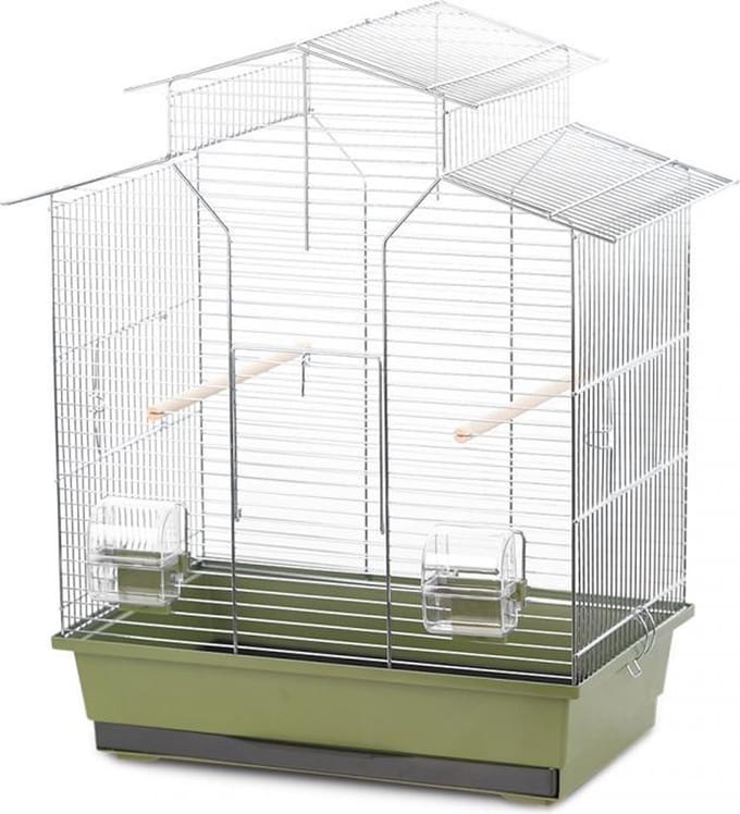 Duvo+ Vogelkooi natural iza 2 Olijfgroen/zinc 51x30x60,5cm