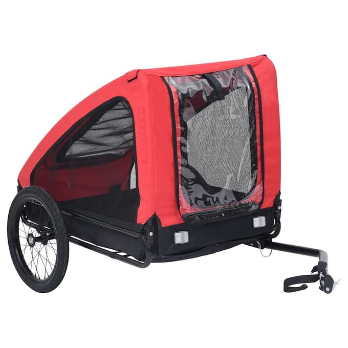vidaXL - Hondenfietstrailer - rood - en - zwart