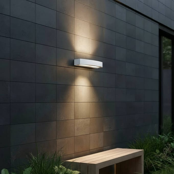 Ideal Lux buitenwandlamp Andromeda, wit, breedte 45 cm, E27