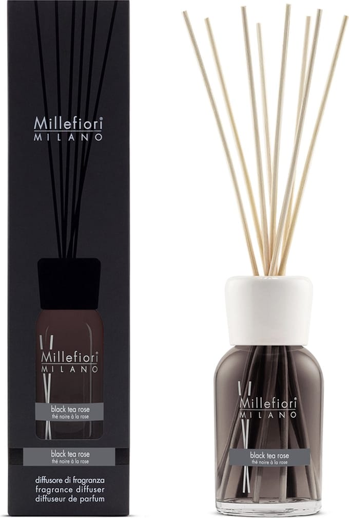 Millefiori Milano Geurstokjes 250 ml - Black Tea Rose