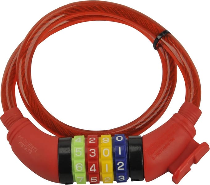 Kinder Kabel - Fiets - Beveiliging - Cijferslot - 60 cm - Rood