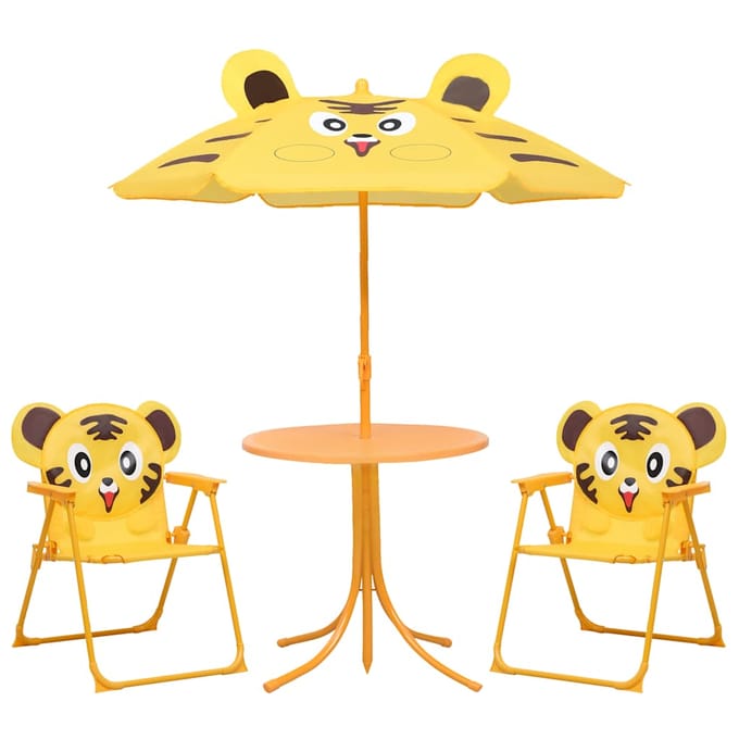 vidaXL - 3-delige - Bistroset - voor - kinderen - met - parasol - geel