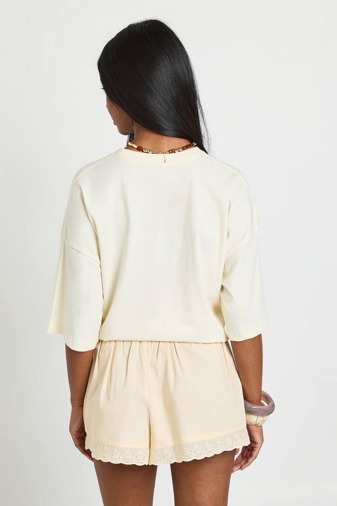 boohoo Dames Poplin Short Met Broderie Afwerking | Lemon | Maat: 6