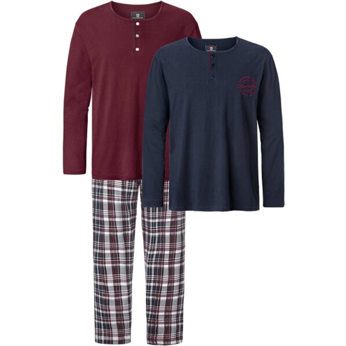 Jan Vanderstorm herren 3 Pcs Pyjama's - 76/78 - donkerblauw - Plus Size