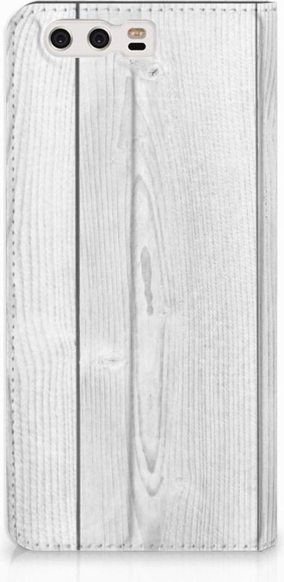 Huawei P10 Plus Book Wallet Case White Wood