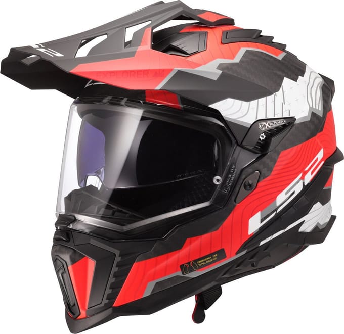LS2 MX701 Explorer C Trick Wit Rood 06 Adventure Motorhelm - Helm