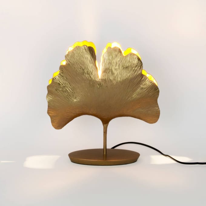 Holländer Tafellamp Ginkgo, goud, 36x34cm
