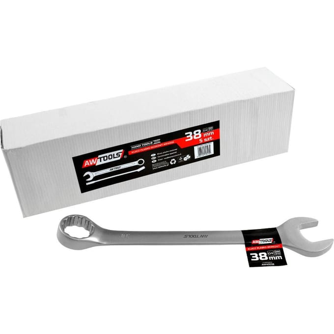 Awtools Black Line - Ringsleutel - 38 mm - Chroom-vanadiumstaal - Satijnen Afwerking - Professioneel