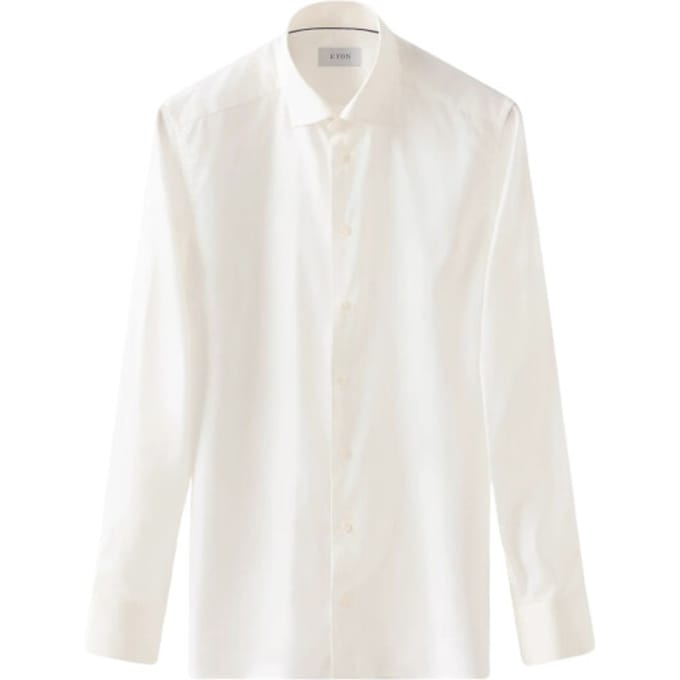 Eton Solid Signature Twill Shirt Lange Mouw Overhemden Ecru 100012342