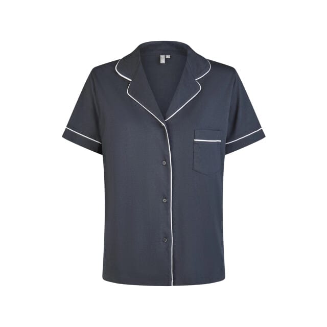 By Louise Dames Korte Pyjama Set Modal Shortama Met Knoopsluiting Donkerblauw - Maat M