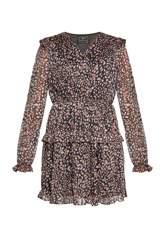 Faina Jurk Dames Zwart Veelkleurig