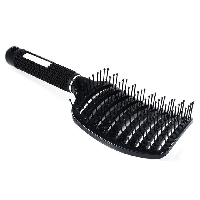 Peigne Brosse Professionnel Antistatique à Rangées Courbées Coiffure Masseur Brosse à Cheveux noir