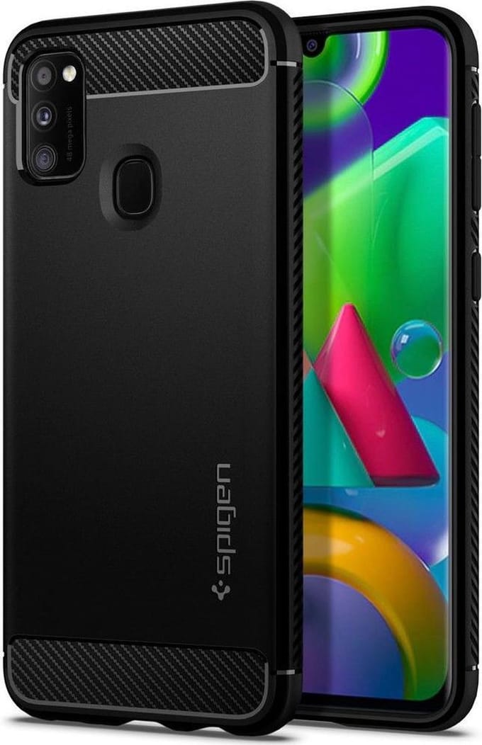 Spigen Rugged Armor hoesje voor Samsung Galaxy M21 - Zwart