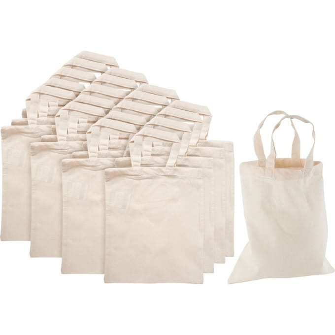 VBS Katoenen tassen "22 x 26 cm", naturel wit, 20 stuks