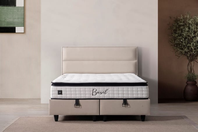 BSS Bedding Excelente - Bed Boxspring Set - Complete Boxspring - 140x200 - Slaapkamerbed - 1 x Matras met Topper - 2 x Bedbox - 1 x Hoofdbord