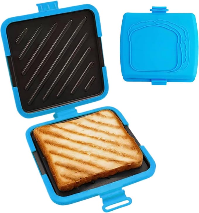 Sandwichmaker - Kaasgrill - Ontbijt maken - Magnetron gebruik - 16 cm - Blauw