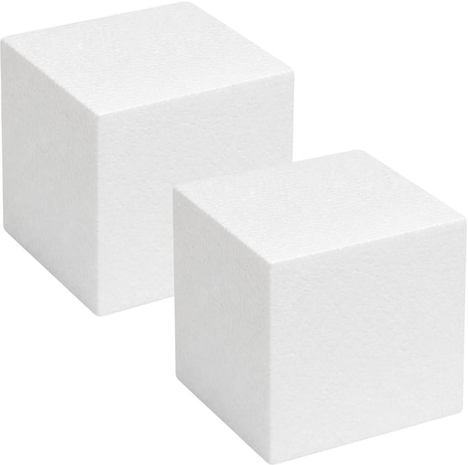 Piepschuim vormen - kubus - 2x - 10 x 10 x 10 cm - styropor hobby / DIY vorm - basis knutselfiguren