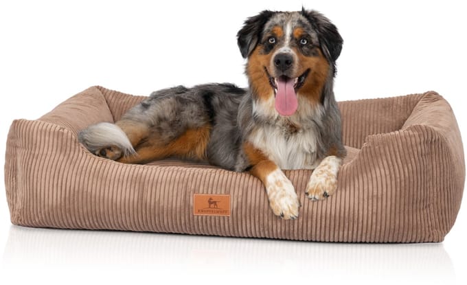 Knuffelwuff hondenbed van ribfluweel met handgeweven uiterlijk Olivia S 70 x 50cm Bruin