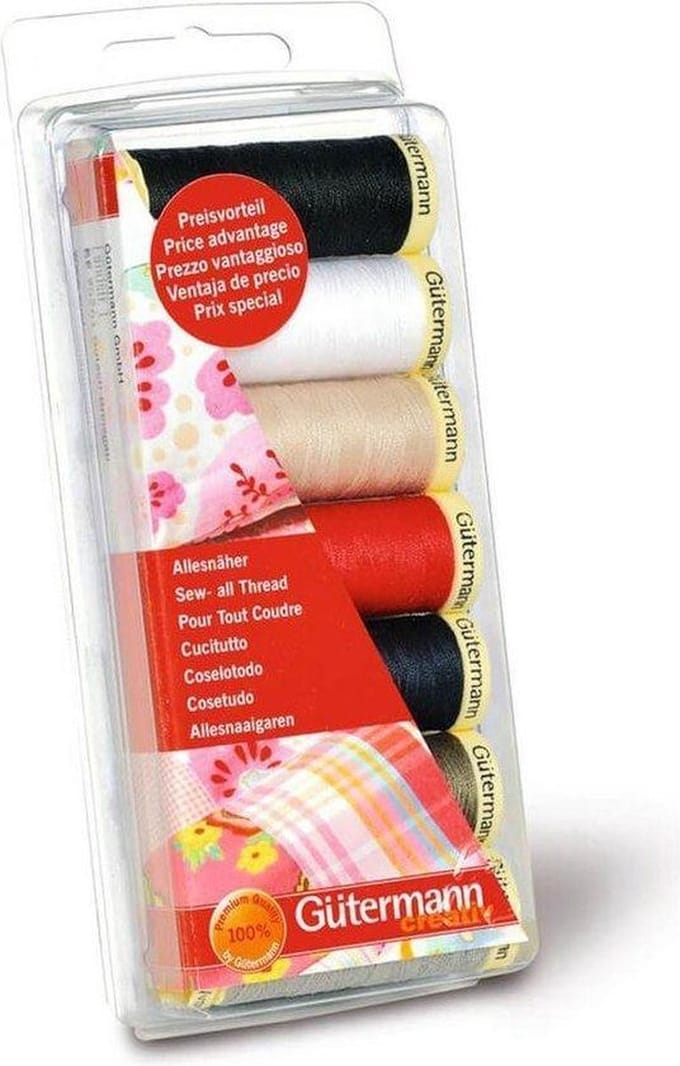 GÜTERMANN ALLESNAAIGARENSET 7 X 100 MTR SPOELEN, DIVERSE KLEUREN - 1ST