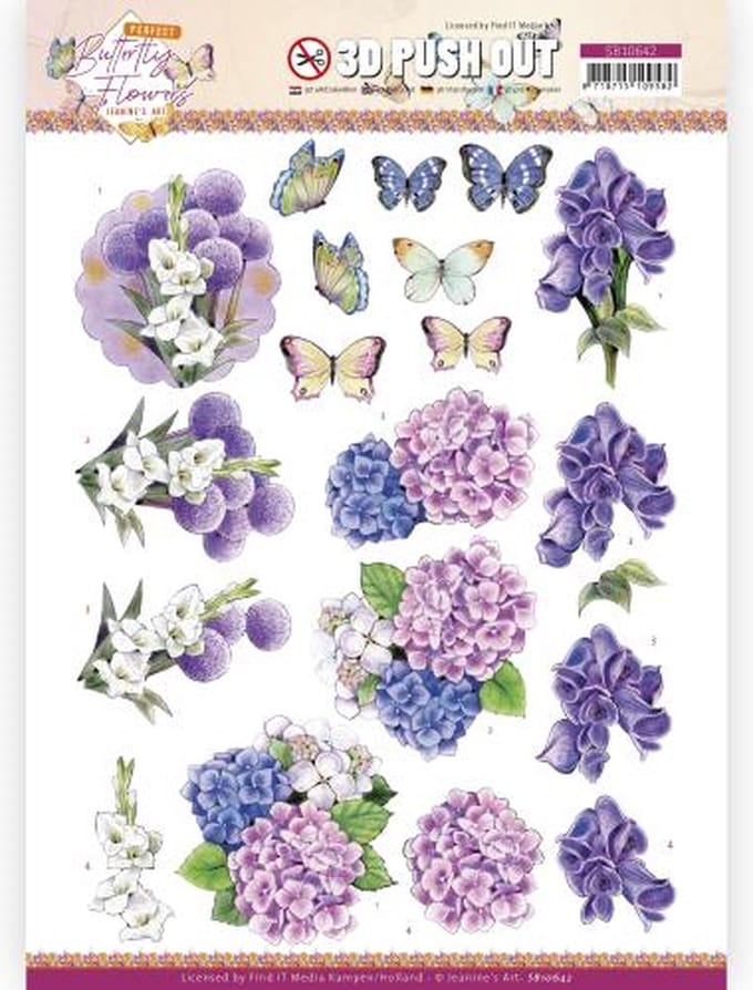 3D Push Out - Jeanine's Art - Perfect Butterfly Flowers - Hydrangea