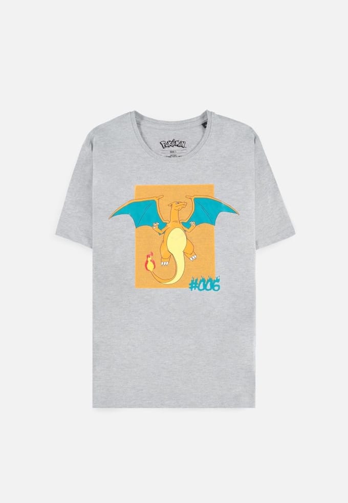 Pokémon Heren Tshirt -S- Charizard Grijs