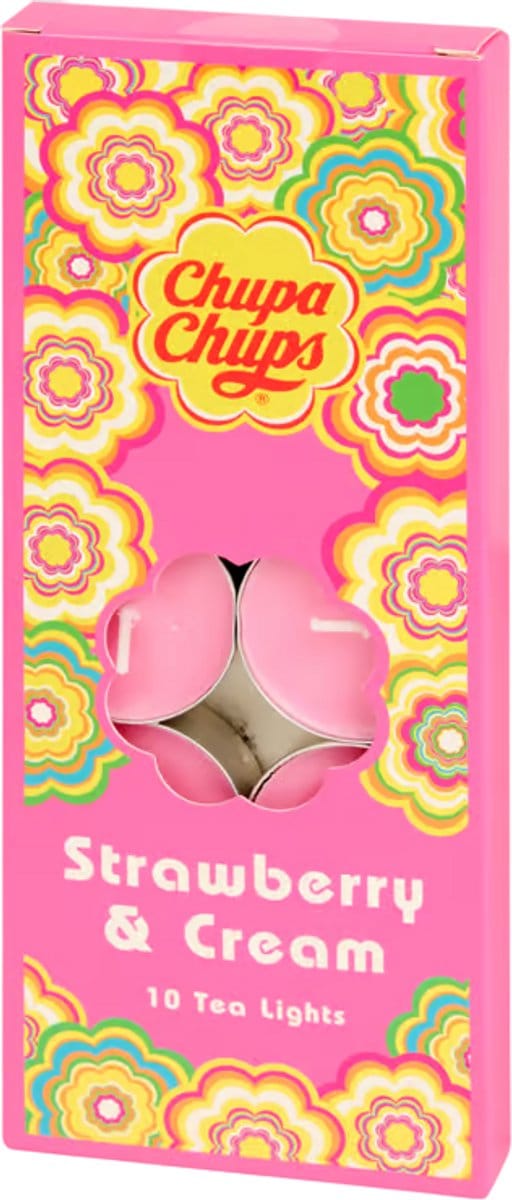 Chupa Chups Waxinelichtjes met geur 10 stuks - Strawberry & Cream