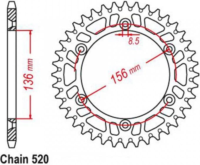 Achtertandwiel Esjot voor Motor Beta 450 Rr 4T 2005 tot 2009 Nieuw