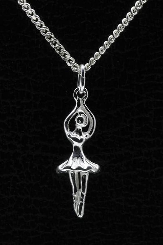 Zilveren Balletdanseres ketting hanger - 2
