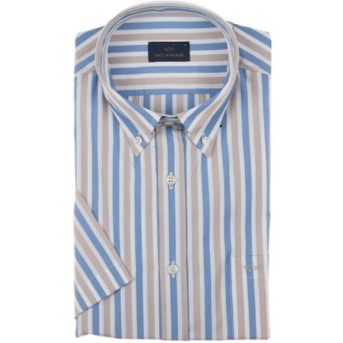 Paul & Shark Overhemd Cotton Poplin Stripe Shirt Blauw-Beige / male